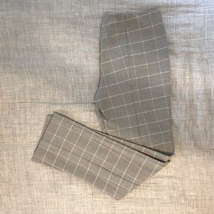 Grey pleated check cropped pant